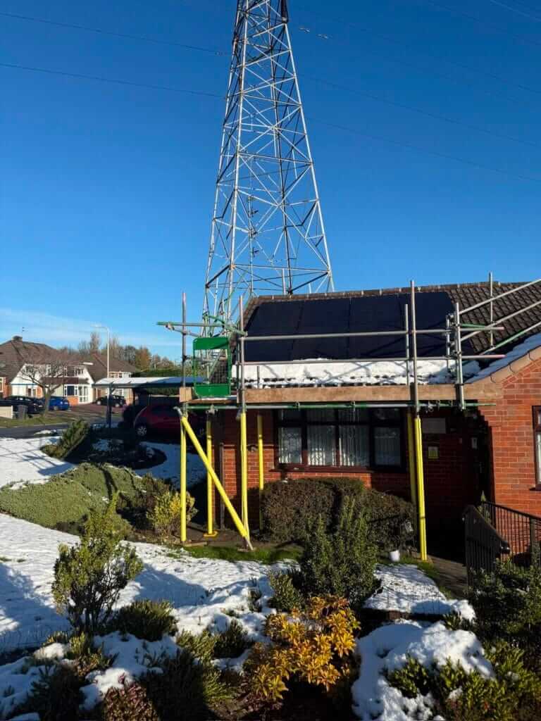 Solar panel installation on a bungalow roof in Staffordshire